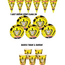 Transformers Bumblebee 24 Kişilik Tabak , Bardak , Flama Bayrak Doğum Günü Set