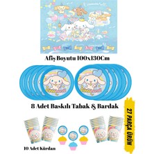 Cinnamoroll Cinnamoron Sanrio Temalı Doğum Günü Tabak , Bardak , Afiş Seti