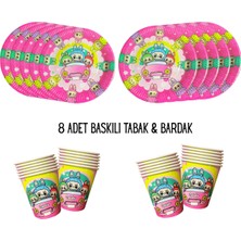 Labubu Lafufu Tema Uyumlu Baskılı 8 Kişilik Tabak , Bardak Set