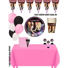 Black Pink 8 Kişilik Doğum Günü Parti Süsleri Seti