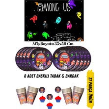 Among Us Temalı Doğum Günü Tabak , Bardak , Afiş Seti 35X50