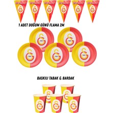 Sarı Kırmızı 24 Kişilik Tabak , Bardak , Flama Bayrak Doğum Günü Set