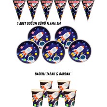 Galaksi Uzay 40 Kişilik Tabak , Bardak , Flama Bayrak Doğum Günü Set