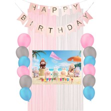 Labubu Doğum Günü Parti Malzemeleri Süsleri Mixxi Set Bayrak