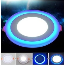 2 Adet Çift Renkli Hero LED Panel 3+3 Watt Dış Çapı 10 cm Mavi-Beyaz Iki Renkli Tavan Spot Lambası