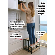 Nwood Nb-01 Iki Katlı Ahşap Basamak Masifçam 150 Kg.taşıma Kapasitesi