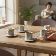 Kütahya Home 12 Parça Desenli Porselen Kahve Fincan Takımı Tulu | 6 Kişilik