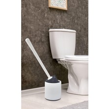 Silikon Wc Tuvalet Banyo Fırçası Klozet Fırçası Oval Beyaz