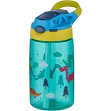 500ML Pipetli Desenli Tritan Çocuk Su Matarası (Turkuaz)