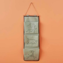 Zoo Hayvan Baskılı%70 Polyester%30 Pamuk Askılı Organizer, Yeşil, 20X60 cm