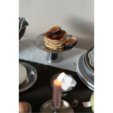 & Yüksek Metal Ayaklı 18 cm Metal Dekoratif Yuvarlak Servis/sunum Tabak Stand
