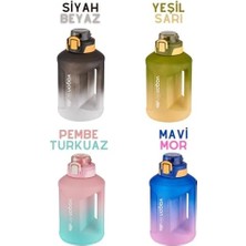 1600ML Çift Renk Taşıma Askılı ve Kulplu Motivasyon Su Matarası Hediyeli SM-2307-PEMBETURKUAZ