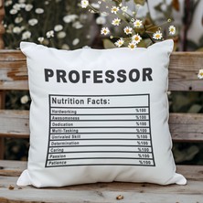 Qoeuyl Boutique Proffessor Nutrition Facts Baskılı Akademisyen Hediyelik Elyaf Dolgulu Dekoratif Yastık