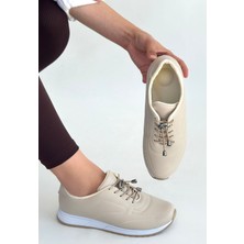 Egecen Finna Bej Cilt Bağcıklı Spor Ayakkabı