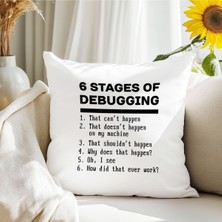 Qoeuyl Boutique 6 Stage Of Debugging Yazılımcı Baskılı Elyaf Dolgulu Hediyelik Yastık