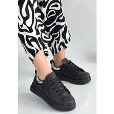 Egecen Sofio Siyah Cilt Bağcıklı Spor Ayakkabı