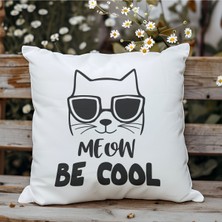 Qoeuyl Boutique Meow Be Cool Sevimli Baskılı Elyaf Dolgulu Hediyelik Yastık