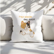 Qoeuyl Boutique Paşa Gönlüm Öyle Istedi Baskılı Komik Eğlenceli Hediyelik Elyaf Dolgulu Saten Dekoratif Yastık