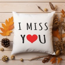 Qoeuyl Boutique I Miss You Eş Sevgili Baskılı Elyaf Dolgulu Hediyelik Yastık