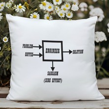 Qoeuyl Boutique Engineer Problem Solution Sarcasm Mühendis Baskılı Elyaf Dolgulu Hediyelik Yastık