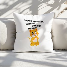 Qoeuyl Boutique Kendini Bırakma Baskılı Komik Hediyelik Elyaf Dolgulu Saten Dekoratif Yastık