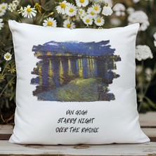 Qoeuyl Boutique Van Gogh Over The Rhone Baskılı Sanatsal Hediyelik Elyaf Dolgulu Dekoratif Yastık