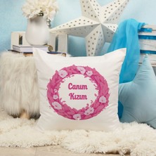 Qoeuyl Boutique Canım Kızım Baskılı Aile Hediyelik Elyaf Dolgulu Dekoratif Yastık