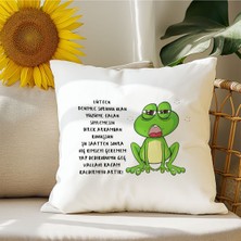 Qoeuyl Boutique Kafam Kaldırmıyor Artık Baskılı Komik Hediyelik Elyaf Dolgulu Saten Dekoratif Yastık