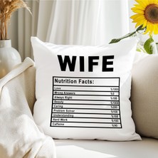 Qoeuyl Boutique Wife Nutrition Facts Eş Sevgili Baskılı Elyaf Dolgulu Hediyelik Yastık