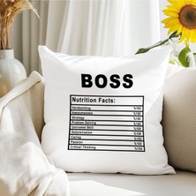 Qoeuyl Boutique Bos Nutrition Facts Baskılı Elyaf Dolgulu Hediyelik Yastık