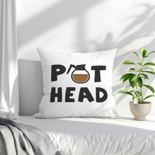 Qoeuyl Boutique Pot Head Komik Baskılı Elyaf Dolgulu Hediyelik Yastık