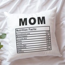 Qoeuyl Boutique Mom Nutriton Facts Anneler Günü Baskılı Elyaf Dolgulu Hediyelik Yastık
