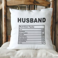 Qoeuyl Boutique Husband Nutrition Facts Eş Sevgili Baskılı Elyaf Dolgulu Hediyelik Yastık