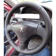 Detay Deri Direksiyon Direksiyon Kılıfı  Peugeot 206 2004 Sonrası Için Klasik Desen Derisi Sökülmeden Yapılır Siyah