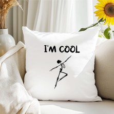 Qoeuyl Boutique I'm Cool Baskılı Komik Hediyelik Elyaf Dolgulu Saten Dekoratif Yastık