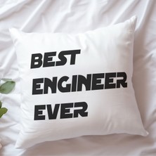 Qoeuyl Boutique Best Engineer Ever Mühendis Baskılı Elyaf Dolgulu Hediyelik Yastık