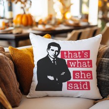 Qoeuyl Boutique That's What She Said Kırmızı Baskılı The Office Hediyelik Elyaf Dolgulu Dekoratif Yastık