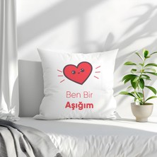 Qoeuyl Boutique Ben Bir Tavşanım Baskılı Eş Sevgili Arkadaş Hediyelik Elyaf Dolgulu Dekoratif Yastık