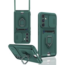 Eco Port Samsung Galaxy A16 5g Kılıf Zuma Kartvizitli Yüzüklü Silikon - Yeşil