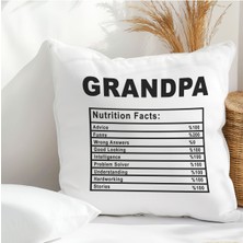Qoeuyl Boutique Grandpa Nutrition Facts Büyükbaba Baskılı Elyaf Dolgulu  Yastık
