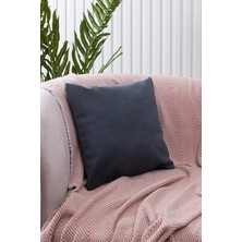 Süet Dokulu Mermer Damar Desenli Petrol Rengi Kırlent Kılıfı