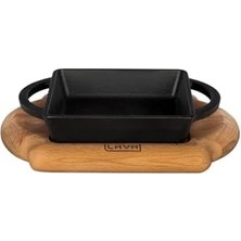 Lava, Pişirme Kabı, Lv Eco P Tv 1212 K4, Kare Teller ve Ahşap Altlık, Ölçüler 12 x 12 Cm, Dökme Demir, Siyah