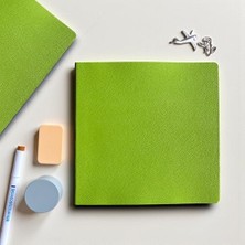Defter, Çizgisiz Not Defteri – Pu Deri Not Defteri – 16,5X16,5 Cm, 96 Yaprak (192 Sayfa), 90 gr Ivory Kağıt, Esnek Kapak, Ofis ve Kırtasiye (Fıstık Yeşili)