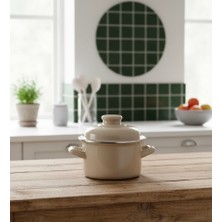 Alev Emaye Mini Tencere Yumurta Haşlama Mama ve Sos Tenceresi 12CM 900ML