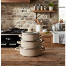 Alev Emaye Mini Tencere Seti Emaye 6 Parça Saklama Kabı Seti