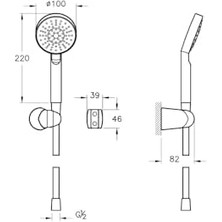 El Duşu Takımı A45692, Krom, Ø100 mm Başlık, Pvc Hortum, Kireç Kırıcı, 150 cm Spiral