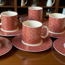 Kütahya Home 12 Parça Desenli Porselen Kahve Fincan Takımı Tulu | 6 Kişilik