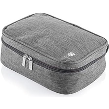 Livx Fermuarlı Elektronik Aksesuar Düzenleyici Çanta Organizer Kablo Düzenleyici Gadget Çanta Cırt Cırt Kemerli Su Geçirmez Boyun Askılı Aksesuar Çantası Gri SRF11-01