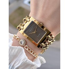 Ferrucci Zincir Tasarım Celik Kordonlu 30 mt Suya Dayanıklı Kadın Kol Saati+Bileklik FR.F043649.F3