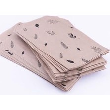 Karışık Yaprak Desenli Kese Kağıdı, Kraft Üzeri Siyah 11X20-100 Adet